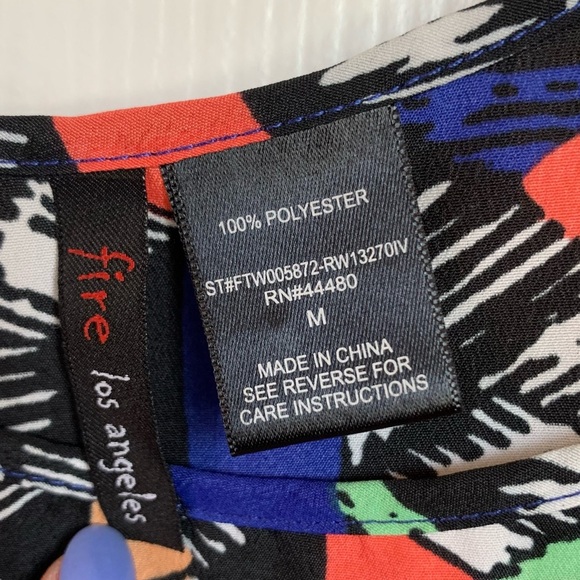 Fire Los Angeles Vibrant Multicolor Spaghetti Strap Crop Top, size M - Picture 2 of 5